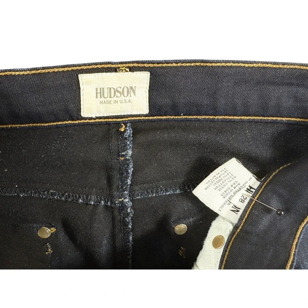 Hudson Skinny Jeans Womens 28 Blue Cotton Dark Wash‎ Flap Pockets Made in USA